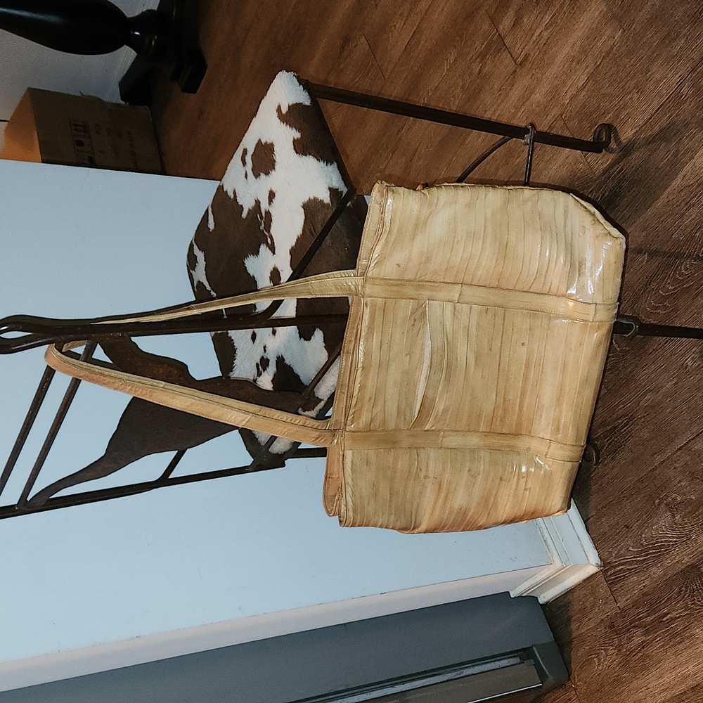 Vintage Eel Skin/Suede Interior Lining Tan Women's Tote Bag